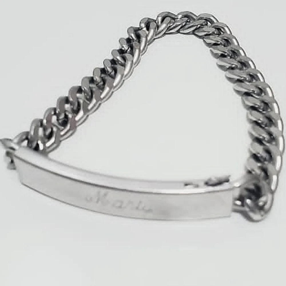 Speidel Silver Chain Bracelet. Personalized Men's Bracelet. Tagged 